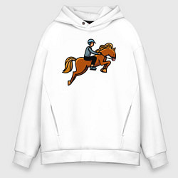 Толстовка оверсайз мужская Наездник на лошади, цвет: белый