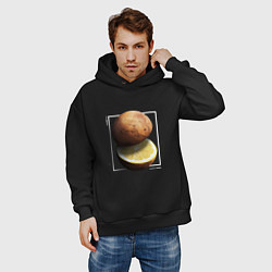 Толстовка оверсайз мужская Планета Марс лимон в разрезе, цвет: черный — фото 2