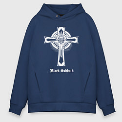 Толстовка оверсайз мужская Black sabbath крест, цвет: тёмно-синий