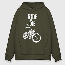 Толстовка оверсайз мужская Ride or Die винтаж, цвет: хаки