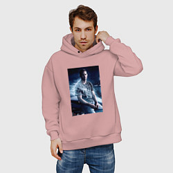Толстовка оверсайз мужская Пол Уокер на капоте, цвет: пыльно-розовый — фото 2