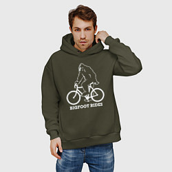 Толстовка оверсайз мужская Бигфут на велосипеде, цвет: хаки — фото 2
