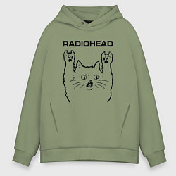 Толстовка оверсайз мужская Radiohead - rock cat, цвет: авокадо