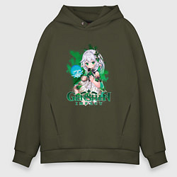 Толстовка оверсайз мужская Нахида Малая властительница Кусанали, цвет: хаки