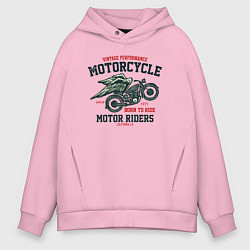Толстовка оверсайз мужская Ретро мотоцикл с крыльями, цвет: светло-розовый