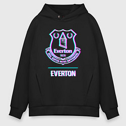 Толстовка оверсайз мужская Everton FC в стиле glitch, цвет: черный