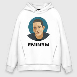 Толстовка оверсайз мужская Eminem поп-арт, цвет: белый