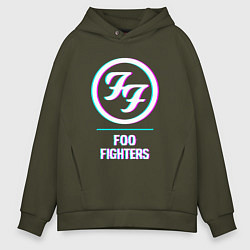 Толстовка оверсайз мужская Foo Fighters glitch rock, цвет: хаки