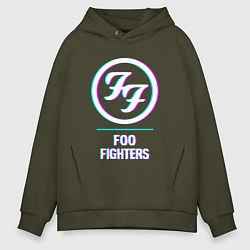 Толстовка оверсайз мужская Foo Fighters glitch rock, цвет: хаки