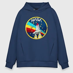 Толстовка оверсайз мужская NASA - emblem - USA, цвет: тёмно-синий