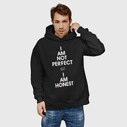 Толстовка оверсайз мужская I am not perfect, I am honest, цвет: черный — фото 2