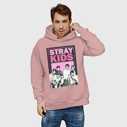 Толстовка оверсайз мужская Stray Kids boy band, цвет: пыльно-розовый — фото 2