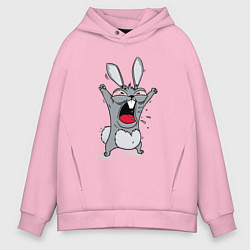 Толстовка оверсайз мужская Злой заяц, цвет: светло-розовый
