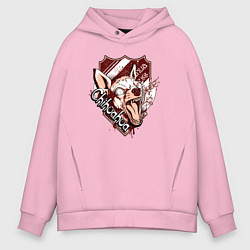 Толстовка оверсайз мужская Собака чихуахуа и кровь, цвет: светло-розовый