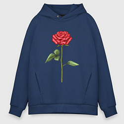 Толстовка оверсайз мужская Роза красная, цвет: тёмно-синий