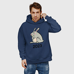 Толстовка оверсайз мужская Большой кролик 2023, цвет: тёмно-синий — фото 2