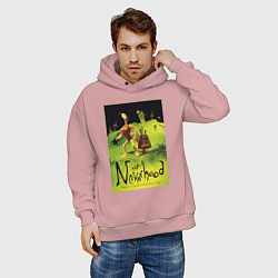 Толстовка оверсайз мужская Неверь в худо - постер, цвет: пыльно-розовый — фото 2