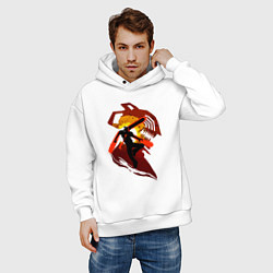 Толстовка оверсайз мужская Человек-бензопила силуэт, цвет: белый — фото 2