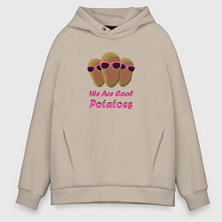 Толстовка оверсайз мужская We are cool potatoes, цвет: миндальный