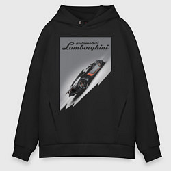 Толстовка оверсайз мужская Lamborghini - concept - sketch, цвет: черный