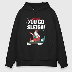 Толстовка оверсайз мужская Come on you go sleigh, цвет: черный