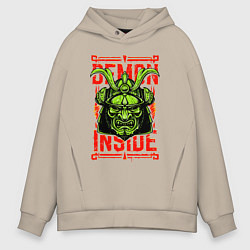 Толстовка оверсайз мужская Японский демон внутри, цвет: миндальный