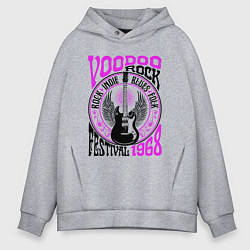 Толстовка оверсайз мужская Гитара с крыльями voodoo rock, цвет: меланж