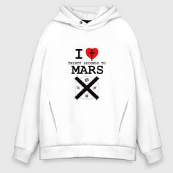 Толстовка оверсайз мужская I love thirty seconds to mars, цвет: белый