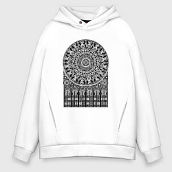 Толстовка оверсайз мужская Большой готический витраж, цвет: белый