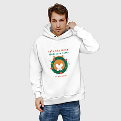 Толстовка оверсайз мужская Its the most fluffiest time of the year, цвет: белый — фото 2
