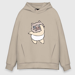 Толстовка оверсайз мужская Иноске в танце - Клинок, уничтожающий демонов, цвет: миндальный