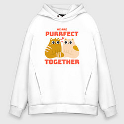 Толстовка оверсайз мужская We are purrrfect together, цвет: белый