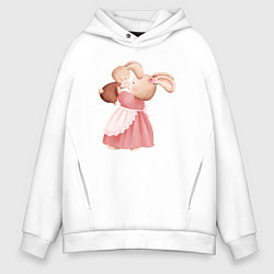 Толстовка оверсайз мужская Зайка с зайчонком, цвет: белый