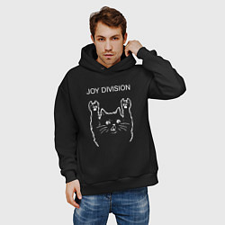 Толстовка оверсайз мужская Joy Division рок кот, цвет: черный — фото 2