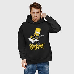 Толстовка оверсайз мужская Slipknot Барт Симпсон рокер, цвет: черный — фото 2