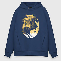 Толстовка оверсайз мужская Лошадь логотип, цвет: тёмно-синий