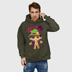 Толстовка оверсайз мужская Little Jotaro Cujo - JoJo Bizarre Adventure, цвет: хаки — фото 2