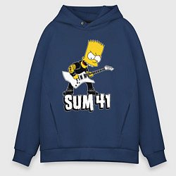 Толстовка оверсайз мужская Sum41 Барт Симпсон рокер, цвет: тёмно-синий