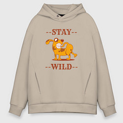 Толстовка оверсайз мужская Stay wild dog, цвет: миндальный