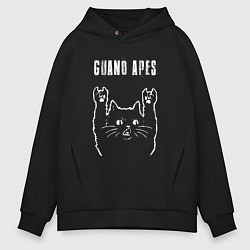 Толстовка оверсайз мужская Guano Apes рок кот, цвет: черный