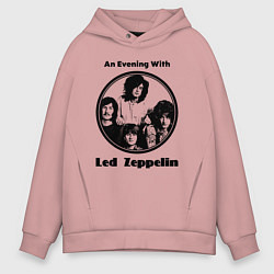 Толстовка оверсайз мужская Led Zeppelin retro, цвет: пыльно-розовый