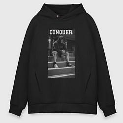 Толстовка оверсайз мужская Cbum conquer Крис Бамстед, цвет: черный