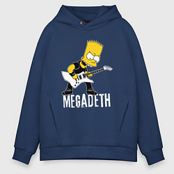 Толстовка оверсайз мужская Megadeth Барт Симпсон рокер, цвет: тёмно-синий