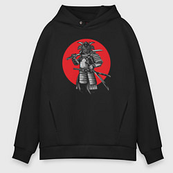 Толстовка оверсайз мужская Samurai with a sword, цвет: черный