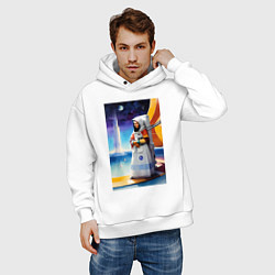 Толстовка оверсайз мужская Space Gioconda - neural network - cyberpunk, цвет: белый — фото 2