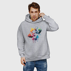 Толстовка оверсайз мужская Иллюстрация гантели, цвет: меланж — фото 2