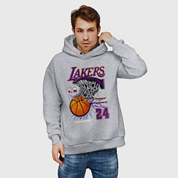 Толстовка оверсайз мужская LA Lakers Kobe, цвет: меланж — фото 2