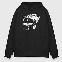 Толстовка оверсайз мужская Tokyo Ghoul art black and white, цвет: черный