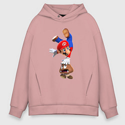 Толстовка оверсайз мужская Марио на грибе, цвет: пыльно-розовый