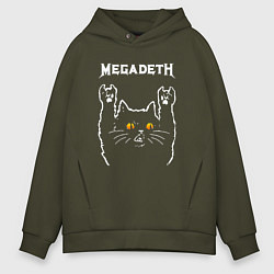 Толстовка оверсайз мужская Megadeth rock cat, цвет: хаки